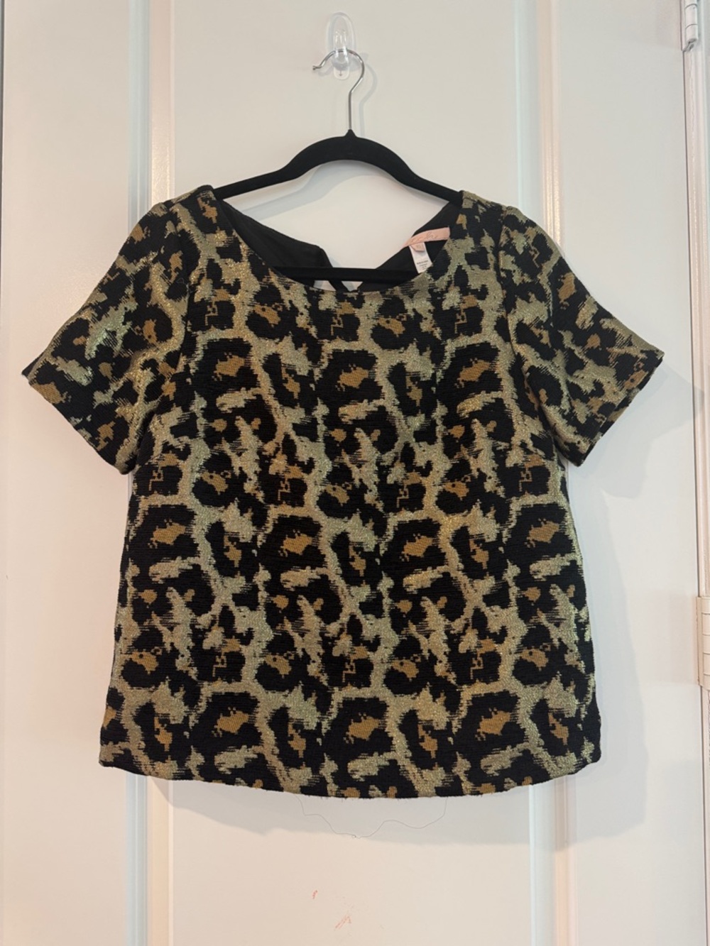 Hutch Leopard Print Short Sleeve Top - Black and Tan